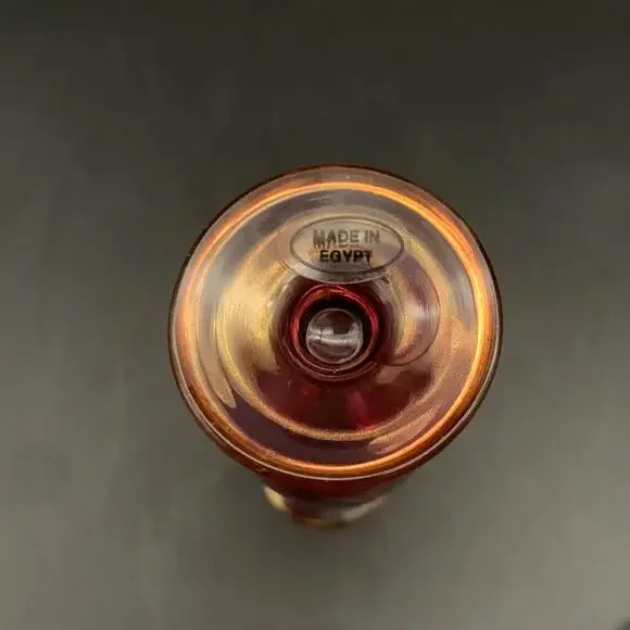 Vintage Egyptian Hand Blown Miniature Glass Empty Bottle Gold Trim Etched - Picture 7 of 14